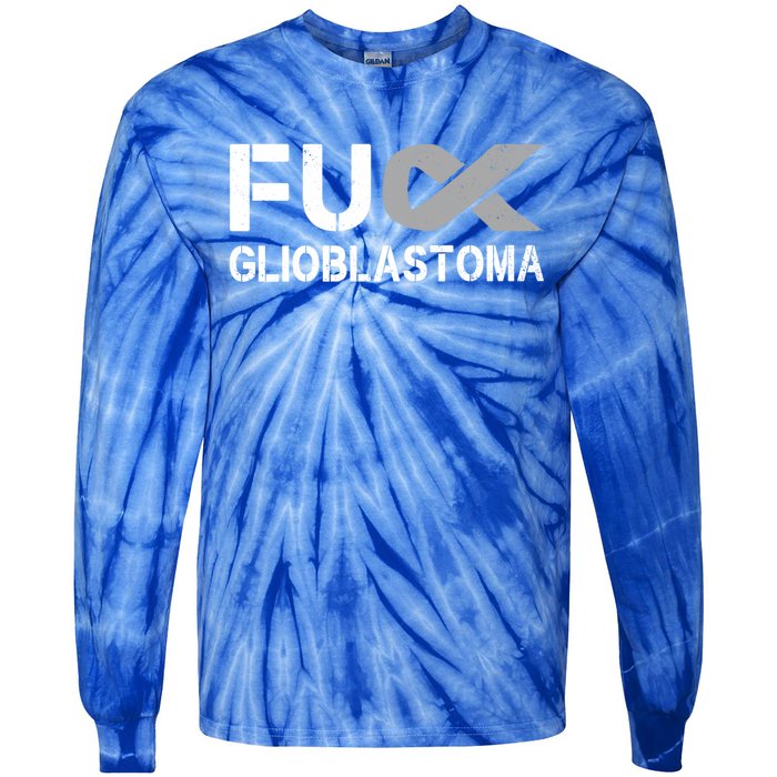 Fuck Glioblastoma Fu Cancer Awareness Ribbon Warrior Fighter Meaningful Gift Tie-Dye Long Sleeve Shirt