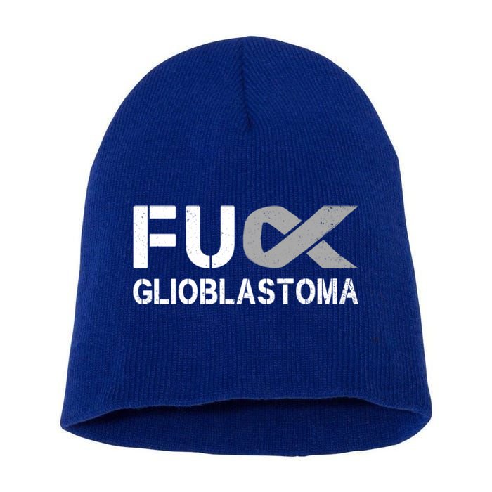 Fuck Glioblastoma Fu Cancer Awareness Ribbon Warrior Fighter Meaningful Gift Short Acrylic Beanie