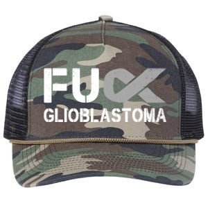 Fuck Glioblastoma Fu Cancer Awareness Ribbon Warrior Fighter Meaningful Gift Retro Rope Trucker Hat Cap