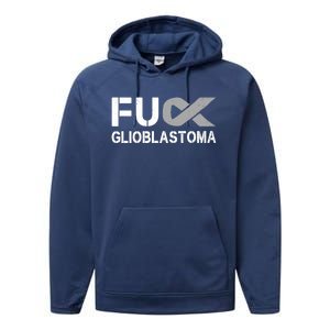 Fuck Glioblastoma Fu Cancer Awareness Ribbon Warrior Fighter Meaningful Gift Performance Fleece Hoodie