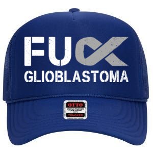 Fuck Glioblastoma Fu Cancer Awareness Ribbon Warrior Fighter Meaningful Gift High Crown Mesh Back Trucker Hat