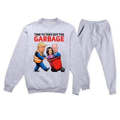 Funny Garbage For Trump 2024 Time To Take Out The Garbage Premium Crewneck Sweatsuit Set