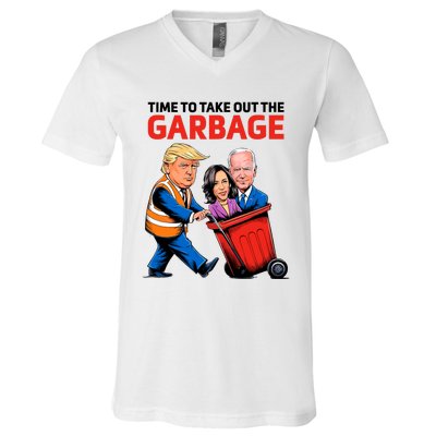 Funny Garbage For Trump 2024 Time To Take Out The Garbage V-Neck T-Shirt