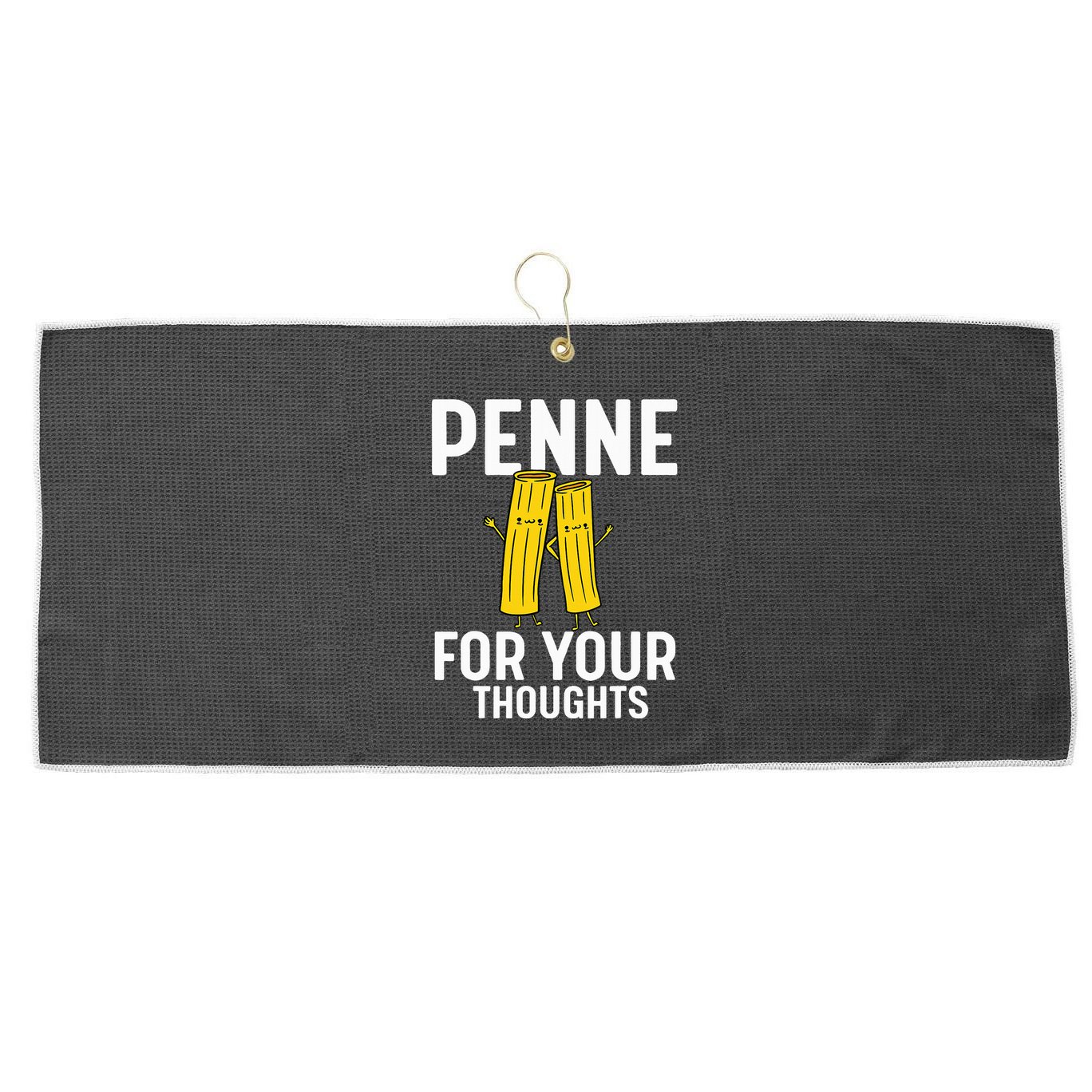 Funny Gifts For Pasta Lovers Penne For Your Thoughts Large Microfiber Waffle Golf Towel