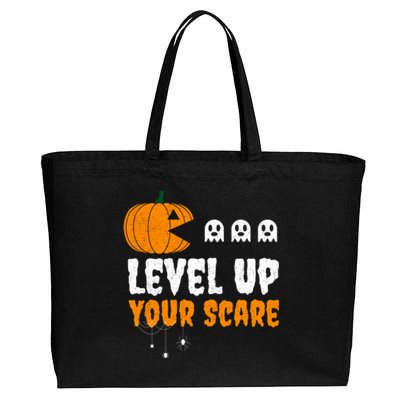 Funny Gamer For Video Game Lovers Halloween Gaming Pumpkin Gift Cotton Canvas Jumbo Tote