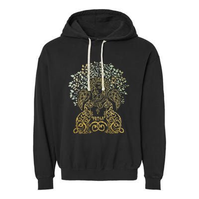 Freya Goddess Freyja Viking Norse Yggdrasil Tree Celtic Gold Garment-Dyed Fleece Hoodie