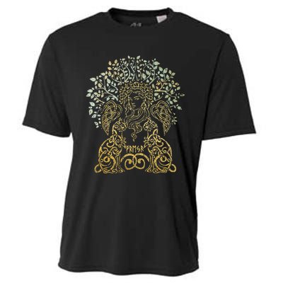 Freya Goddess Freyja Viking Norse Yggdrasil Tree Celtic Gold Cooling Performance Crew T-Shirt