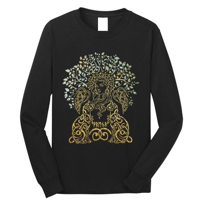 Freya Goddess Freyja Viking Norse Yggdrasil Tree Celtic Gold Long Sleeve Shirt