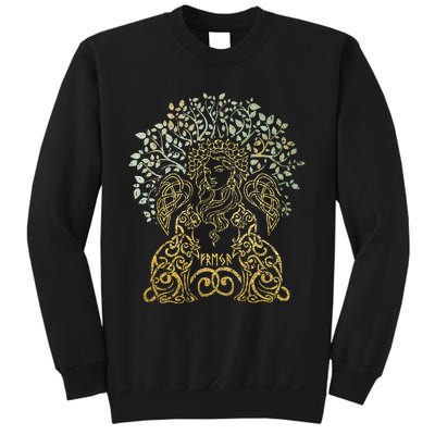 Freya Goddess Freyja Viking Norse Yggdrasil Tree Celtic Gold Sweatshirt