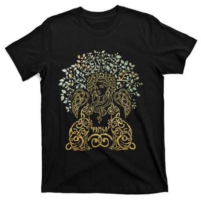 Freya Goddess Freyja Viking Norse Yggdrasil Tree Celtic Gold T-Shirt