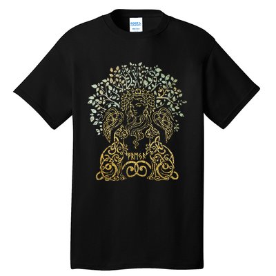 Freya Goddess Freyja Viking Norse Yggdrasil Tree Celtic Gold Tall T-Shirt