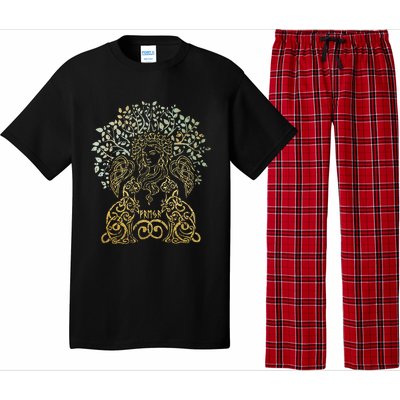 Freya Goddess Freyja Viking Norse Yggdrasil Tree Celtic Gold Pajama Set