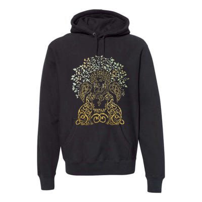 Freya Goddess Freyja Viking Norse Yggdrasil Tree Celtic Gold Premium Hoodie