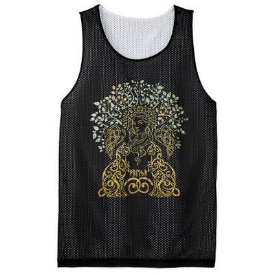 Freya Goddess Freyja Viking Norse Yggdrasil Tree Celtic Gold Mesh Reversible Basketball Jersey Tank