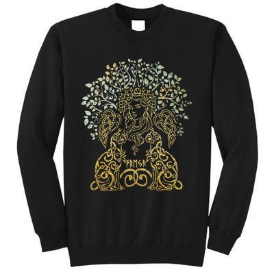 Freya Goddess Freyja Viking Norse Yggdrasil Tree Celtic Gold Tall Sweatshirt