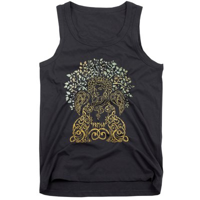 Freya Goddess Freyja Viking Norse Yggdrasil Tree Celtic Gold Tank Top