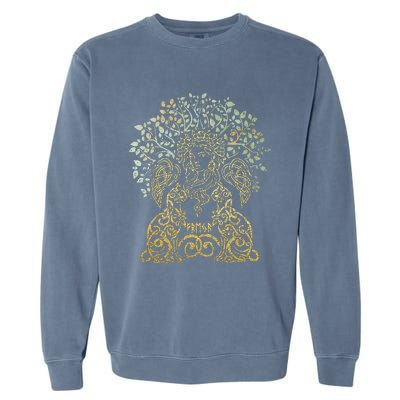 Freya Goddess Freyja Viking Norse Yggdrasil Tree Celtic Gold Garment-Dyed Sweatshirt