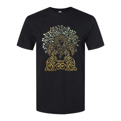 Freya Goddess Freyja Viking Norse Yggdrasil Tree Celtic Gold Softstyle CVC T-Shirt