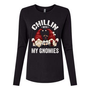 Funny Gnome For Wine Lover Who Loves Chillin With My Gnomies Gift Womens Cotton Relaxed Long Sleeve T-Shirt