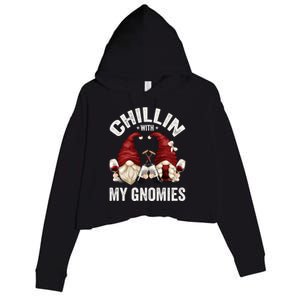 Funny Gnome For Wine Lover Who Loves Chillin With My Gnomies Gift Crop Fleece Hoodie