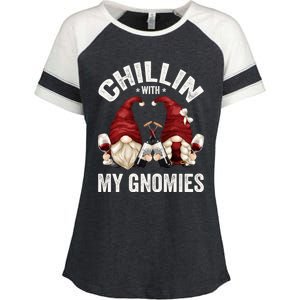 Funny Gnome For Wine Lover Who Loves Chillin With My Gnomies Gift Enza Ladies Jersey Colorblock Tee