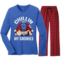 Funny Gnome For Wine Lover Who Loves Chillin With My Gnomies Gift Women's Long Sleeve Flannel Pajama Set 