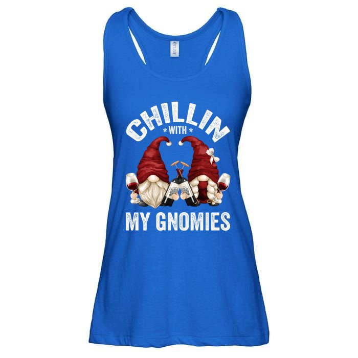 Funny Gnome For Wine Lover Who Loves Chillin With My Gnomies Gift Ladies Essential Flowy Tank