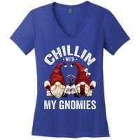 Funny Gnome For Wine Lover Who Loves Chillin With My Gnomies Gift Women's V-Neck T-Shirt