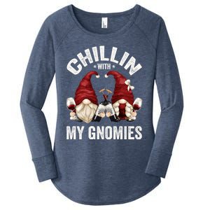 Funny Gnome For Wine Lover Who Loves Chillin With My Gnomies Gift Women's Perfect Tri Tunic Long Sleeve Shirt