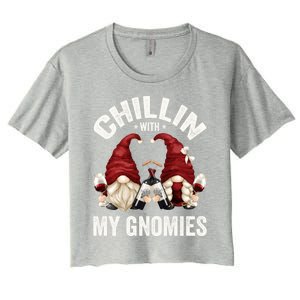 Funny Gnome For Wine Lover Who Loves Chillin With My Gnomies Gift Women's Crop Top Tee