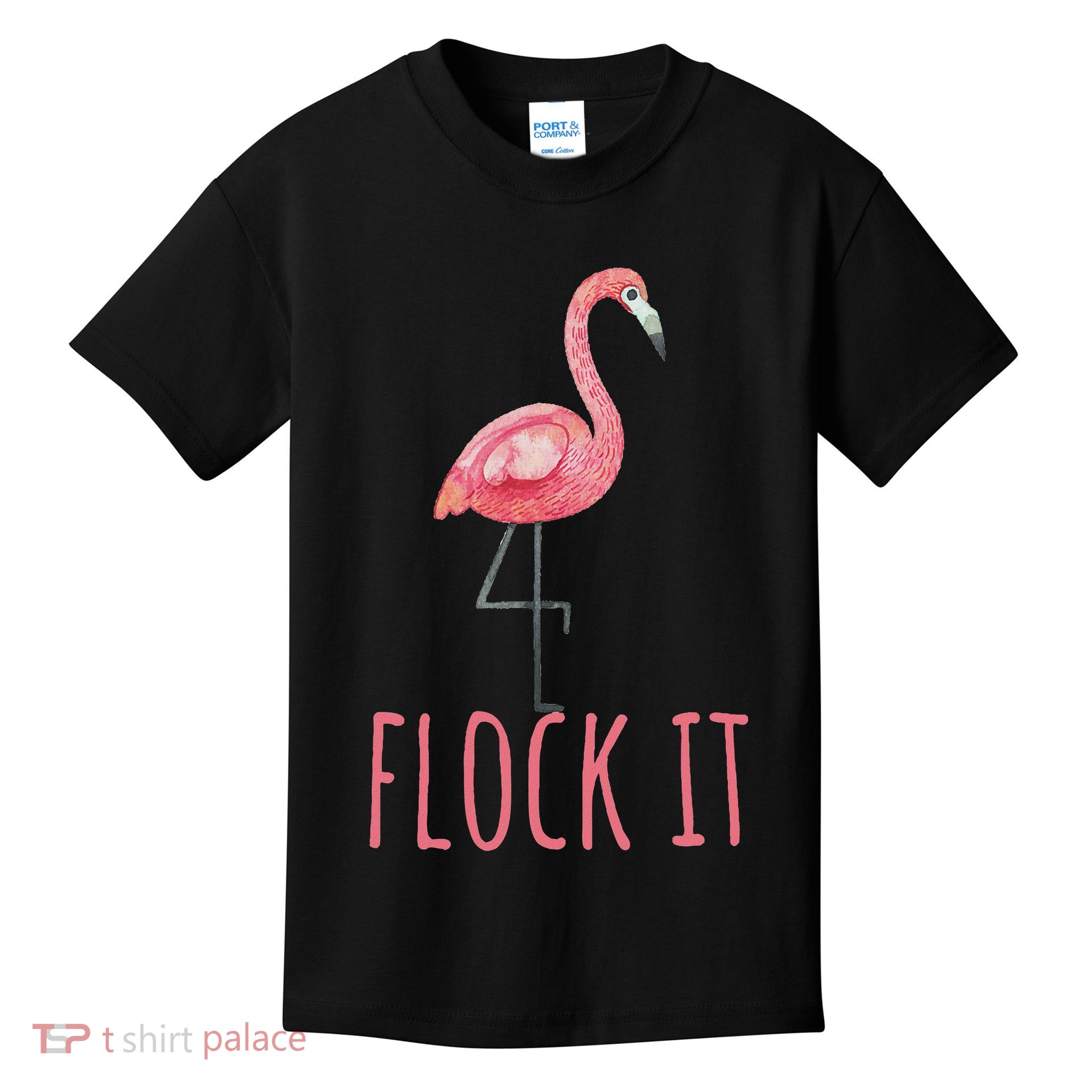 Flamingo Gifts Funny Pun Flock It Kids T-Shirt
