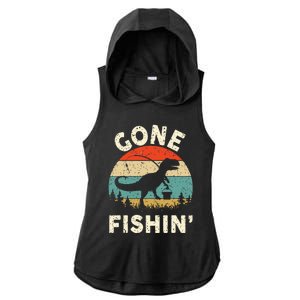 Funny Gone Fishing Ladies PosiCharge Tri-Blend Wicking Draft Hoodie Tank