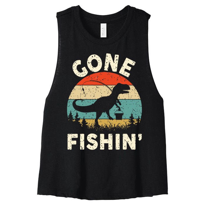 Funny Gone Fishing Women's Racerback Cropped Tank