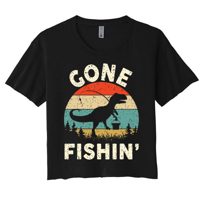 Funny Gone Fishing Women's Crop Top Tee