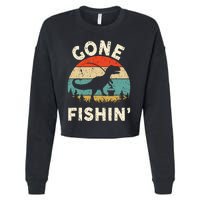 Funny Gone Fishing Cropped Pullover Crew