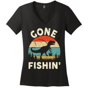 Funny Gone Fishing Women's V-Neck T-Shirt