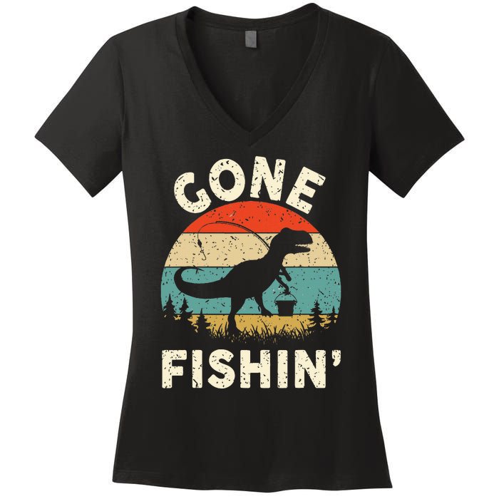 Funny Gone Fishing Women's V-Neck T-Shirt