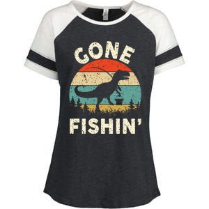 Funny Gone Fishing Enza Ladies Jersey Colorblock Tee