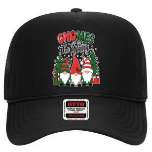 Festive Gnomes For The Holidays Christmas Cheer And Fun High Crown Mesh Back Trucker Hat