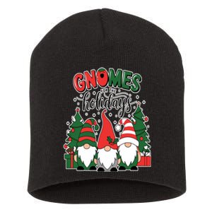 Festive Gnomes For The Holidays Christmas Cheer And Fun Short Acrylic Beanie