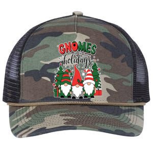 Festive Gnomes For The Holidays Christmas Cheer And Fun Retro Rope Trucker Hat Cap