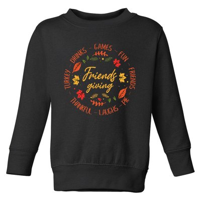 Friends Giving Fun Thankful Turkey Thanksgiving Toddler Sweatshirt