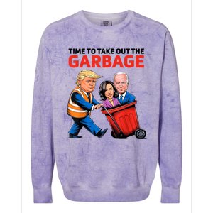 Funny Garbage For Trump 2024 Time To Take Out The Garbage Great Gift Colorblast Crewneck Sweatshirt