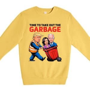 Funny Garbage For Trump 2024 Time To Take Out The Garbage Great Gift Premium Crewneck Sweatshirt