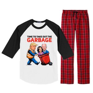 Funny Garbage For Trump 2024 Time To Take Out The Garbage Great Gift Raglan Sleeve Pajama Set