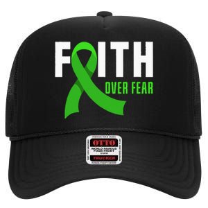 Faith God Fear Traumatic Brain Injury Awareness TBI Warrior High Crown Mesh Back Trucker Hat