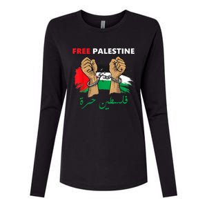 Free Gaza Free Palestine Flag Arabic Human Rights Design Womens Cotton Relaxed Long Sleeve T-Shirt