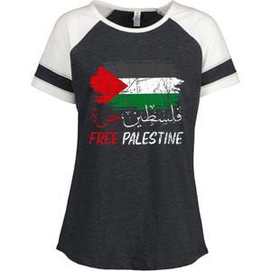 Free Gaza Free Palestine Flag Arabic Human Rights Enza Ladies Jersey Colorblock Tee