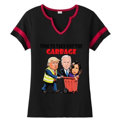 Funny Garbage For Trump 2024 Time To Take Out The Garbage Ladies Halftime Notch Neck Tee