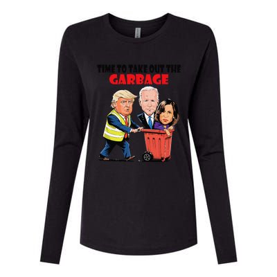 Funny Garbage For Trump 2024 Time To Take Out The Garbage Womens Cotton Relaxed Long Sleeve T-Shirt